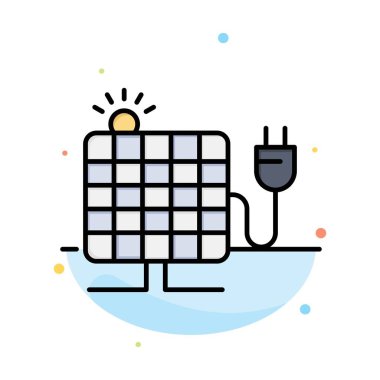 Enerji, Güneş, Güneş, Fiş Soyut Düz Renk Simgesi Şablon