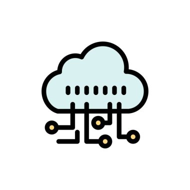 veri, yönet, teknoloji düz renk simgesi. Vektör simgesi afiş Te