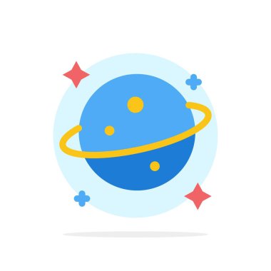 Gezegen, Satürn, Uzay Soyut Çember Düz Arkaplan Renk Simgesi