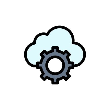 Bulut, bulut bilgi işlem, bulut ayarları düz renk simgesi. Vektör 