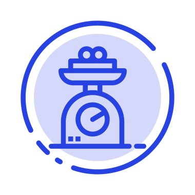 Makine, Terazi, Tartma, Ağırlık Mavi Noktalı Çizgi Simgesi