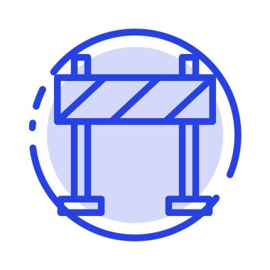 Barikat, Bariyer, İnşaat Mavi Noktalı Çizgi Simgesi