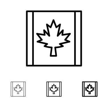 Kanada, Bayrak, Yaprak Kalın ve ince siyah çizgi simgesi