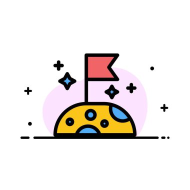 Ay, Yavaş, Space Business Flat Line Dolgulu Simge Vektör Afişi 