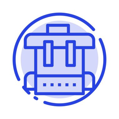 Çanta, Eğitim, Okul Mavi Noktalı Çizgi Hattı Simgesi