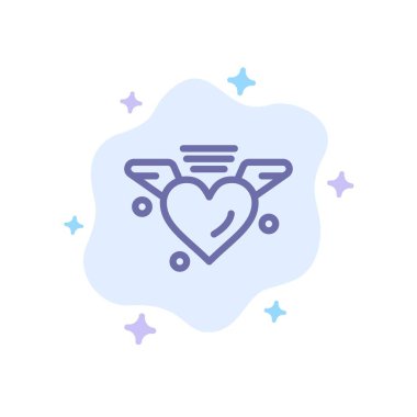 Loving, Love, Heart, Soyut Bulut Backgro Üzerinde Düğün Mavi Simge