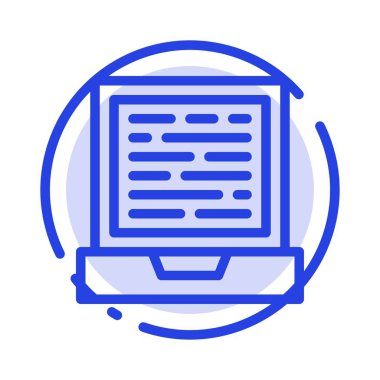 Laptop, Bilgisayar, Tasarım Mavi Noktalı Çizgi Hattı Simgesi