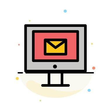 Bilgisayar, Posta, Sohbet, Hizmet Özeti Düz Renk Simgesi Şablonu