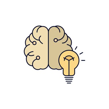 fikir, iş, beyin, zihin, ampul Düz Renk Simge Vektör