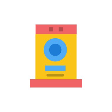 Giysi, Kurutma Makinesi, Mobilya, Makine Düz Renk Simgesi. Vektör simgesi