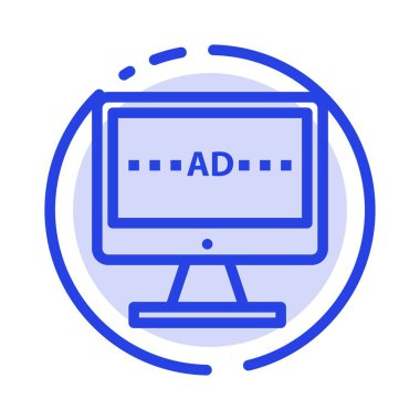 Tv, Reklam, Televizyon, Ekran, Lcd Mavi Noktalı Çizgi Simgesi