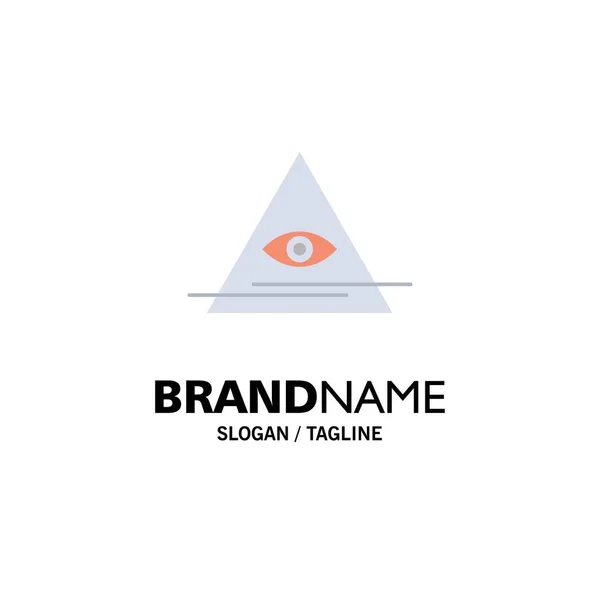 Oog, Illuminati, piramide, driehoek Business logo sjabloon. Platte — Stockvector