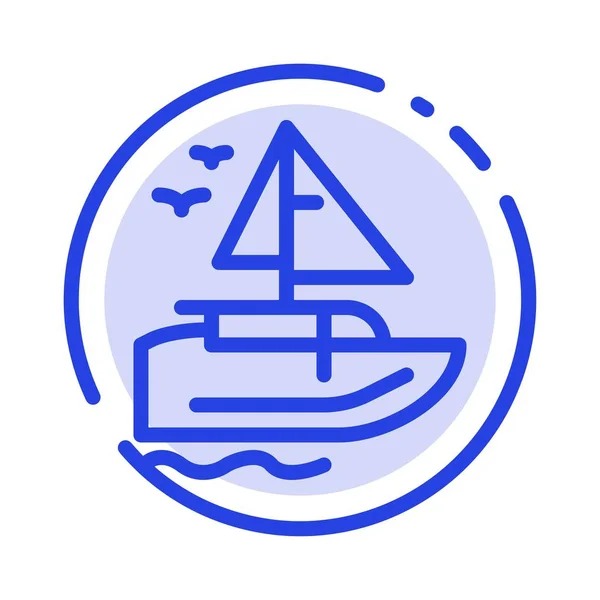 ボート, 船, 輸送, 船舶青い点線のアイコン — ストックベクタ
