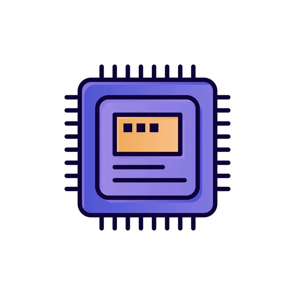 Cpu, Storage, Hardware Flat Color Icon. Значок вектора b — стоковый вектор