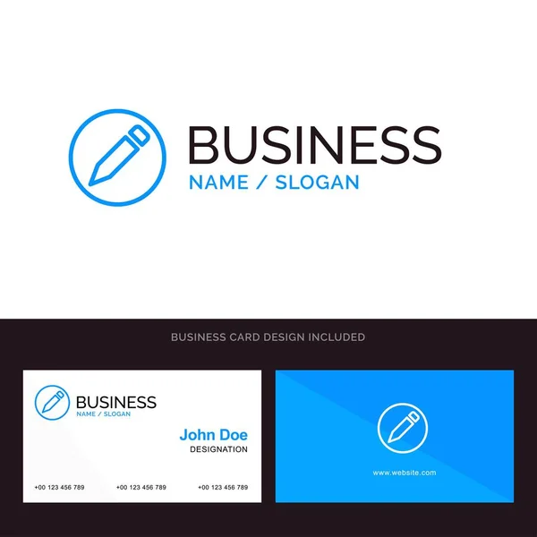 Basic, Pencil, Text Blue Business logo and Business Card Templat — Stock Vector
