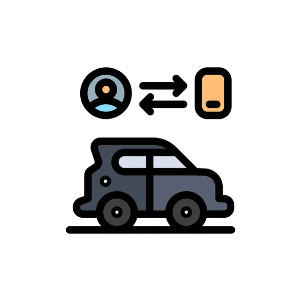 Auto, Trasporti, Uomo, Tecnologia Flat Color Icon. icona vettoriale ba — Vettoriale Stock