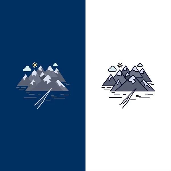 , Montagne, colline, paysage, roches, fissure Flat Color Icon Vector — Image vectorielle