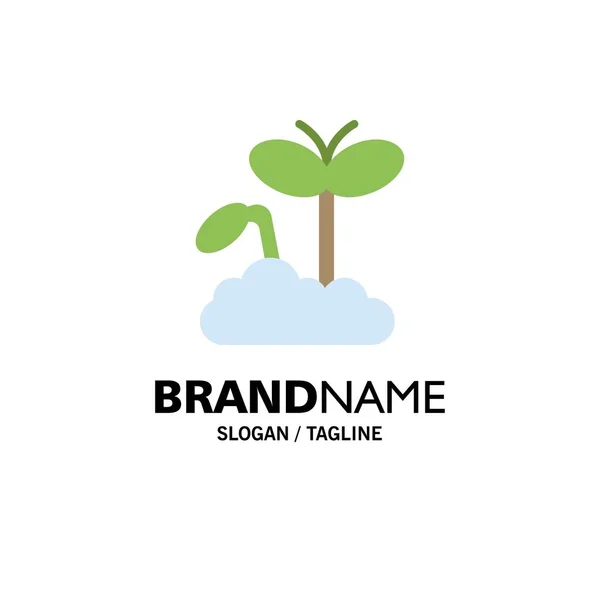 Vekst, økning, modenhet, Plant Business Logo Template. Flate C – stockvektor