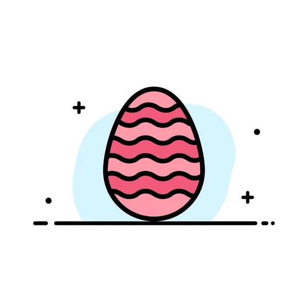 Decoración, Pascua, Huevo de Pascua, Línea plana de negocio de huevo llena I — Vector de stock