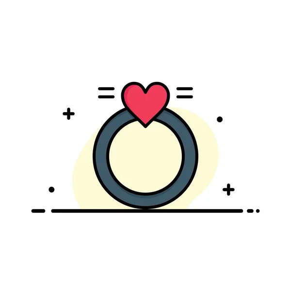 Ring, Ehe, Liebe, Hochzeit Business Logo-Vorlage. flache Farbe — Stockvektor