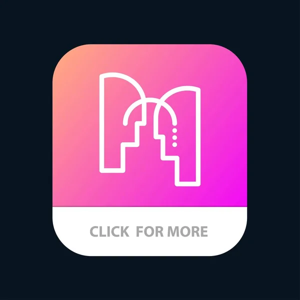 Cerveau, tête, esprit, bouton d'application mobile de transfert. Android et IOS L — Image vectorielle