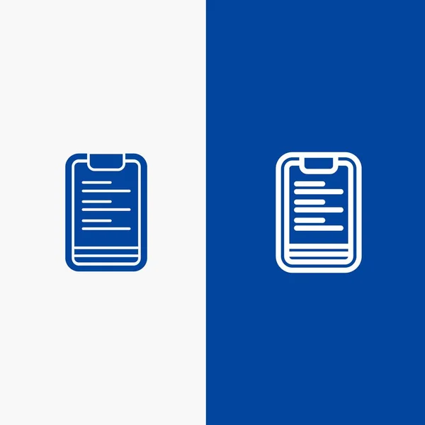Presse-papiers, texte, tableau, ligne de motivation et glyphe icône solide Blu — Image vectorielle