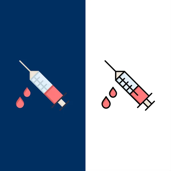 Dope, Injection, Medical, Drug  Icons. Flat and Line Filled Icon — ストックベクタ