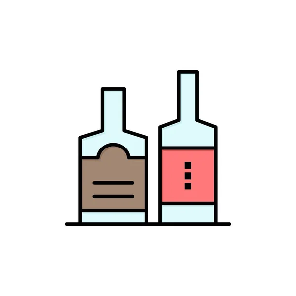 Alcohol, drank, fles, flessen platte kleur pictogram. Vector, pictogram — Stockvector