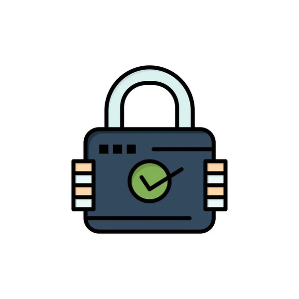 Lock, Padlock, Security, Secure  Flat Color Icon. Vector icon ba — Stock Vector