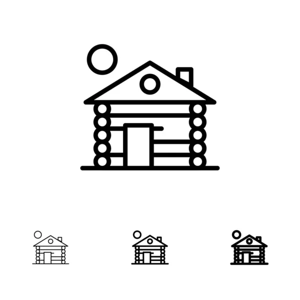 Hotel, Building, Service, Home Bold and thin black line icon set — Stock vektor