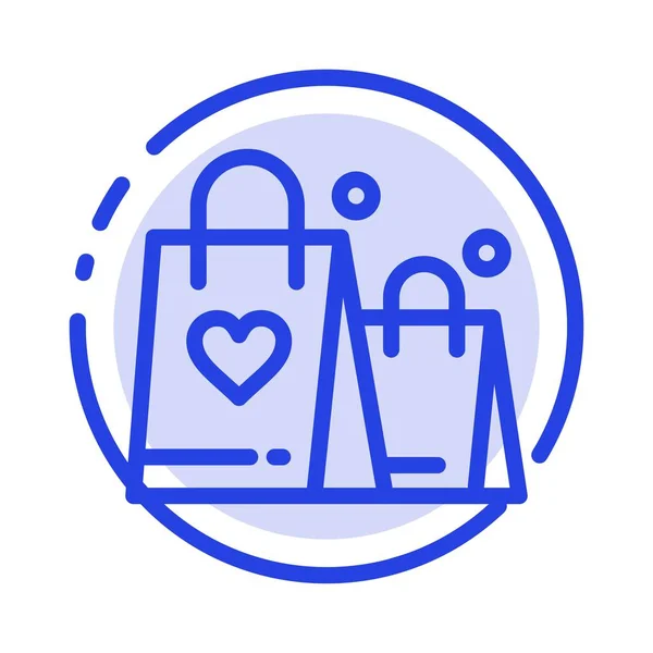 Bolsa, Amor, Coração, Casamento Blue Dotted Line Icon — Vetor de Stock
