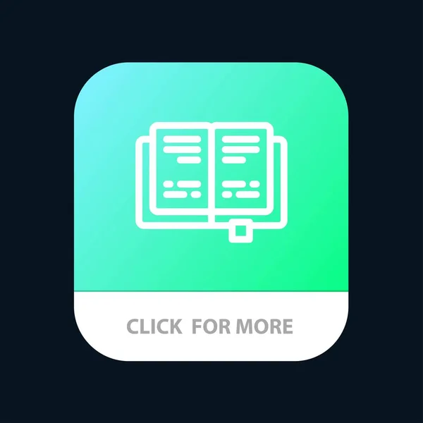 Boek, onderwijs, kennis mobiele app-knop. Android en IOS Li — Stockvector