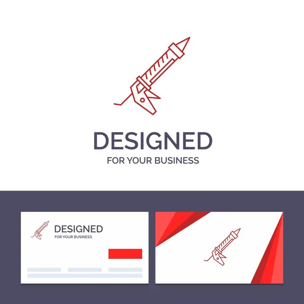 Modèle de carte de visite créative et logo scellant, pistolet, réparation, C — Image vectorielle
