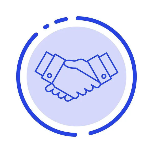 Megállapodás, Deal, kézfogás, üzleti, partner kék szaggatott vonal L — Stock Vector