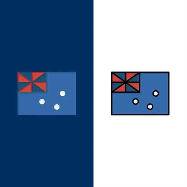 Aussie Australien Country Flag Icons Flache Und Liniengefüllte Symbole Setzen — Stockvektor