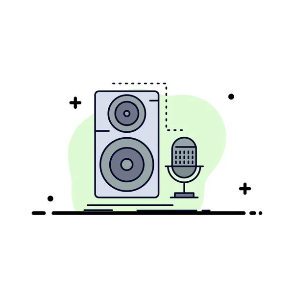 Live, micrófono, micrófono, grabación, sonido Flat Color Icon Vector — Vector de stock