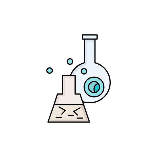 Beaker, lab, test, tube, scientific Flat Color Icon Vector — Stock Vector