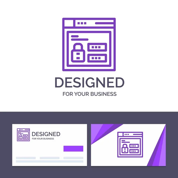 Modèle de carte de visite créative et logo Navigateur, Web, Verrouillage, Morue — Image vectorielle