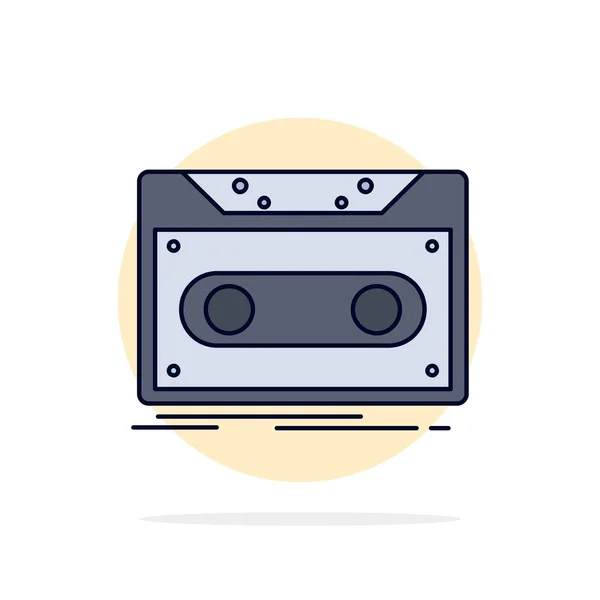 Kassette, Demo, Schallplatte, Klebeband, Platte Flat Color Icon Vektor — Stockvektor