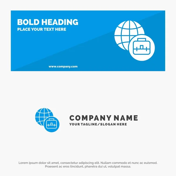 International Business SOlid Icon Website Banner y Business Lo — Vector de stock