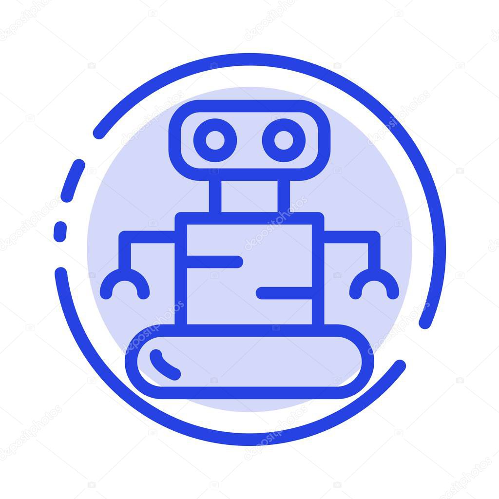 Exoskeleton, Robot, Space Blue Dotted Line Line Icon
