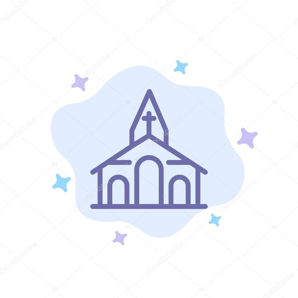 Building, Christmas, Church, Spring Blue Icon on Abstract Cloud 