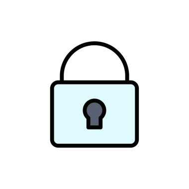 Kilit, Güvenlik, Kilitli, Giriş Düz Renk Simgesi. Vektör simgesi bann