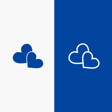 Heart, Love, Loves, Wedding Line ve Glyph Solid ikonu Blue banne