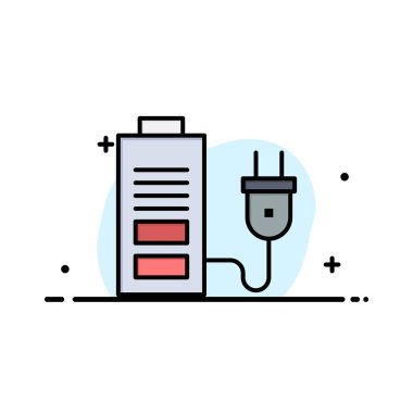 Akümülatör, Pil, Güç, Plug İş Logo Şablonu. Düz C