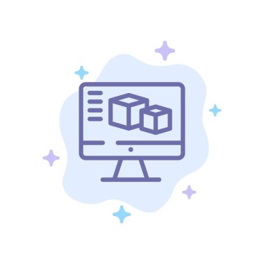 Bilgisayar, Monitör, Kutu, Soyut Bulut Ba Üzerinde Bilgi İşlem Mavi Simge