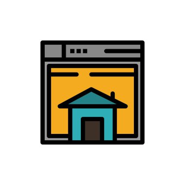 Ana sayfa, satış, web, düzen, sayfa, web sitesi düz renk simgesi. Vektör 