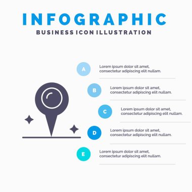 Harita, Konum, Marker Katı Simge Infographics 5 Adımlar Presentati
