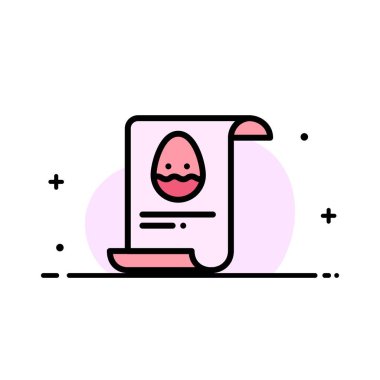 Dosya, Veri, Paskalya, Yumurta İş Düz Hat Dolu Simge Vektör B