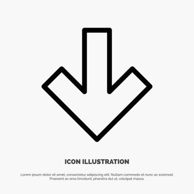 Ok, aşağı, arka çizgi simge vektör